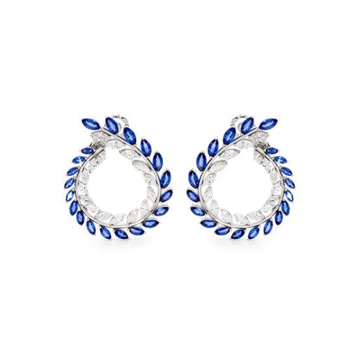 Marquise Sapphire and Diamond Earrings