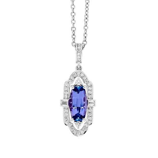 Art Deco Tanzanite And Diamond Pendant