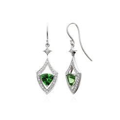 Green Tourmaline and Diamond Earrings