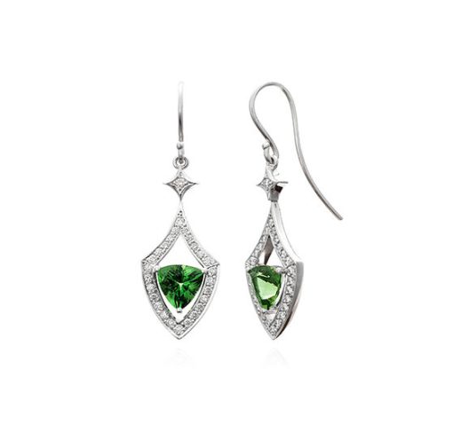 Green Tourmaline and Diamond Earrings