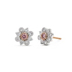Argyle pink and white diamond stud style earring