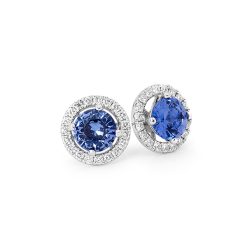 Ceylon Sapphire Studs with Diamond Jackets