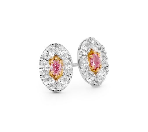 Oval Argyle Pink Diamond Stud Earrings