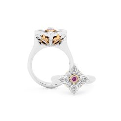 Two Toned Pink and White Diamond Ring