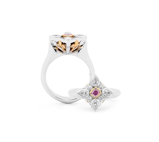 Two Toned Pink and White Diamond Ring