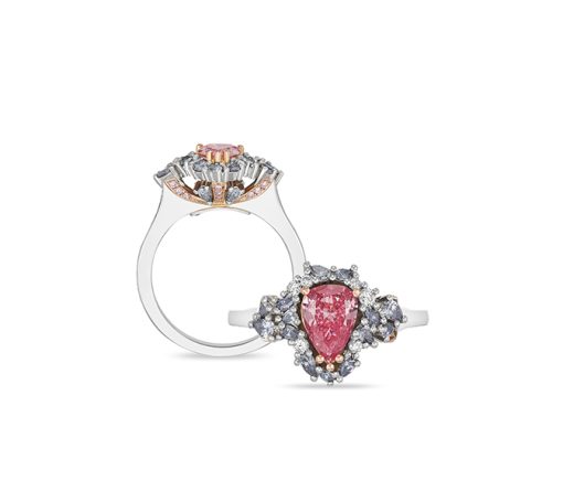 Argyle Pink, Blue and White Diamond Ring