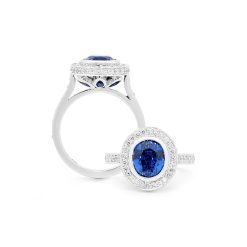 Sapphire and Diamond Halo Ring