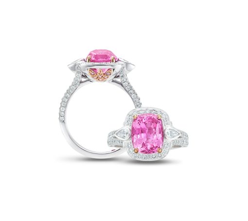 Pink Sapphire and Diamond Ring