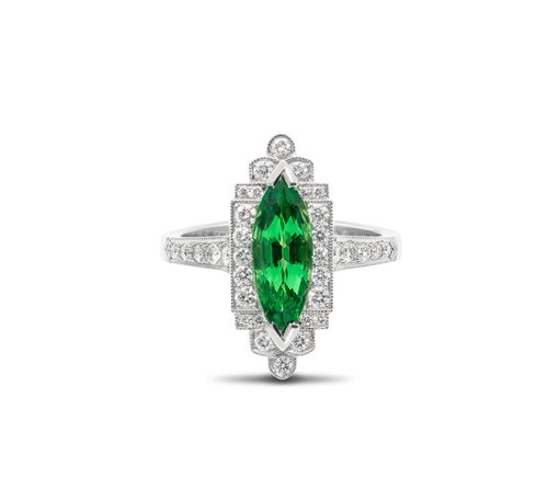 Art Deco Tsavorite Garnet And Diamond Ring