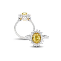 Oval Yellow and White Diamond Ring