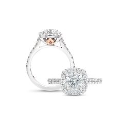 Round Brilliant Cut Cushion Halo Ring