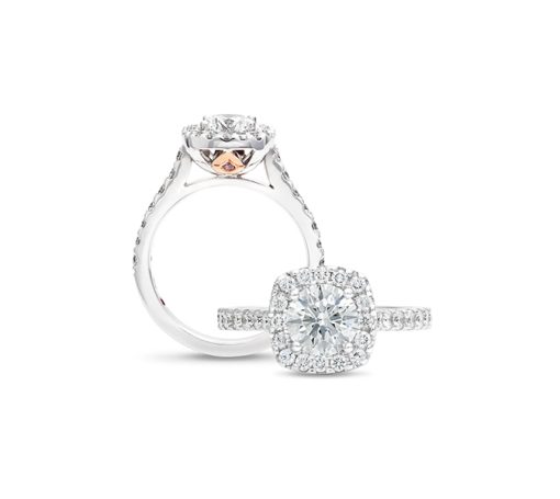 Round Brilliant Cut Cushion Halo Ring