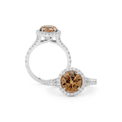 Champagne and Diamond Halo Ring