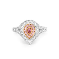 Pear Cut Argyle Pink Diamond Double Halo Ring