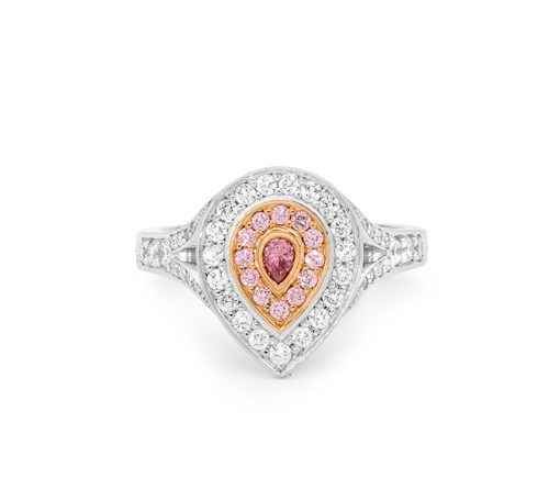 Pear Cut Argyle Pink Diamond Double Halo Ring