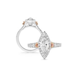 Marquise Engagement Ring with Pink Diamond Detail