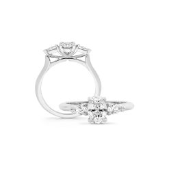 Three Stone Oval and Pear Cut Ring