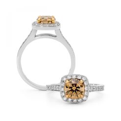 Champagne Diamond Cushion Halo Ring