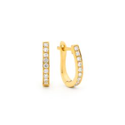 Moda Yellow Gold Diamond Hoops Small