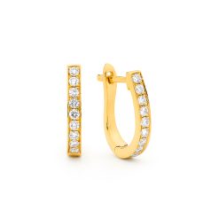 Yellow Gold Diamond Hoops Medium