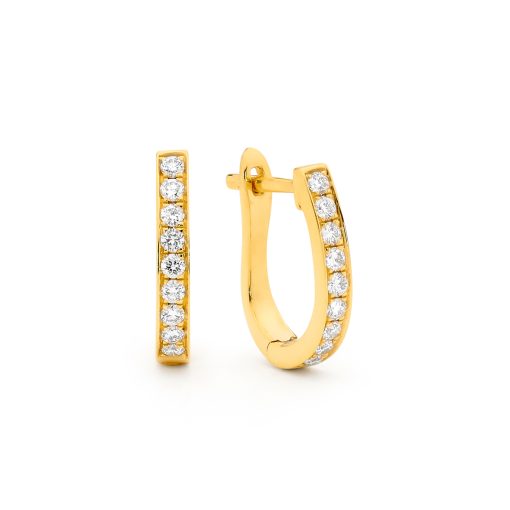 Yellow Gold Diamond Hoops Medium