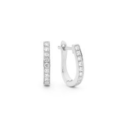 Moda White Gold Diamond Hoops Small
