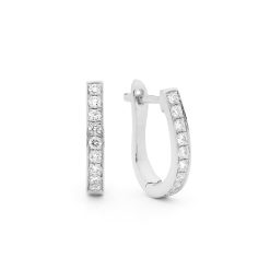 White Gold Diamond Hoops Medium