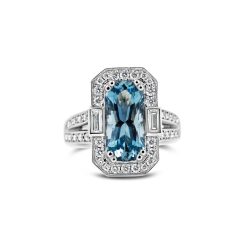 Aquamarine And Diamond Ring