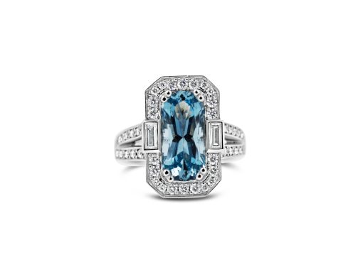 Aquamarine And Diamond Ring