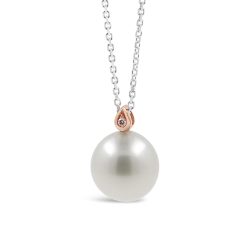 Pink Diamond and Pearl Pendant