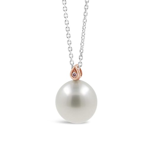 Pink Diamond and Pearl Pendant