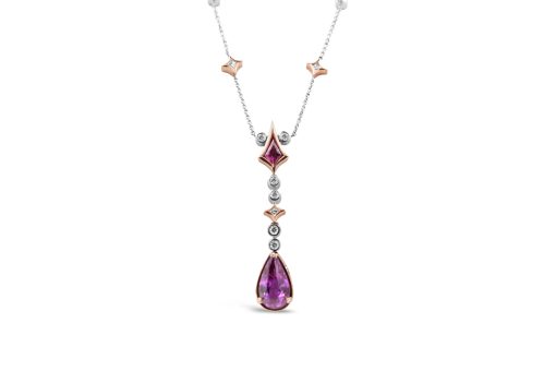 Pink Sapphire and Diamond Necklace