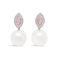 Marquise Argyle Diamond and Pearl Earrings