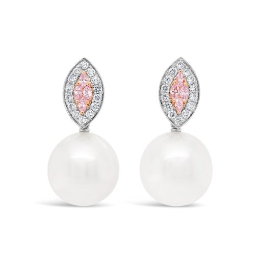 Marquise Argyle Diamond and Pearl Earrings