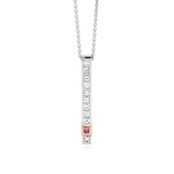 White & Pink Diamond Bar Pendant