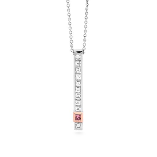 White & Pink Diamond Bar Pendant