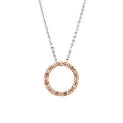 White & Pink Diamond Circle Pendant