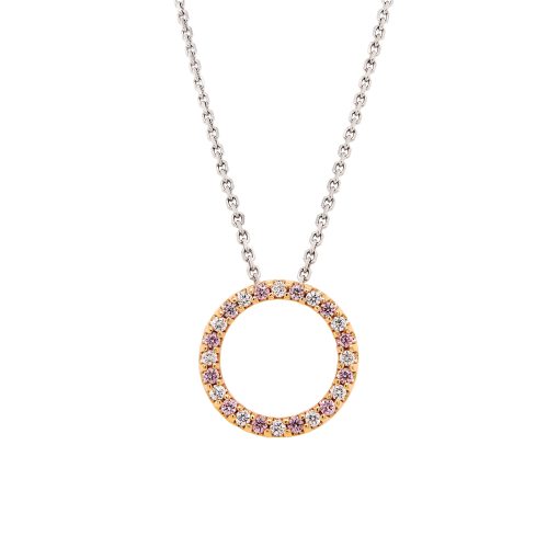 White & Pink Diamond Circle Pendant