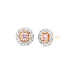 Argyle Pink and White Diamond Claw Set Earrings