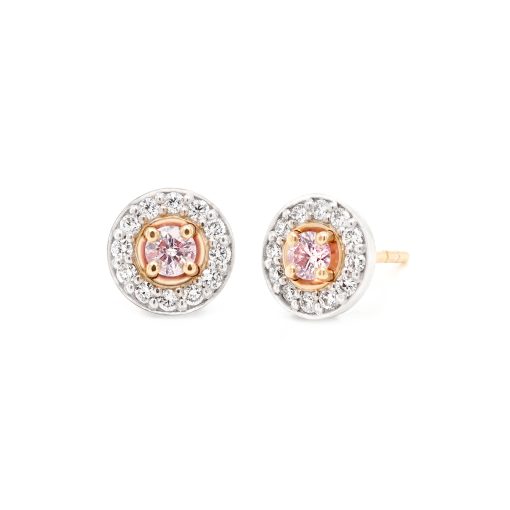 Argyle Pink and White Diamond Claw Set Earrings