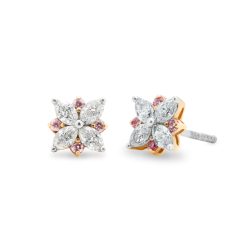 White Marquise & Argyle Pink Diamond Earrings