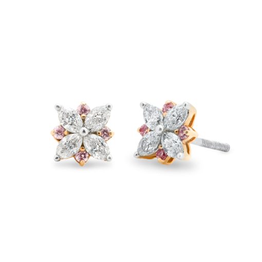 White Marquise & Argyle Pink Diamond Earrings