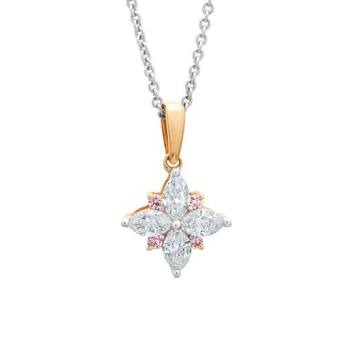 White Marquise & Argyle Pink Diamond Pendant