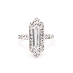 Hexagonal Diamond Art Deco Style Ring