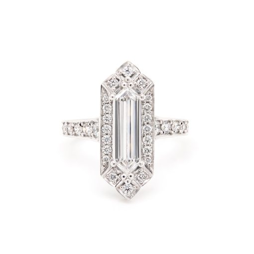 Hexagonal Diamond Art Deco Style Ring