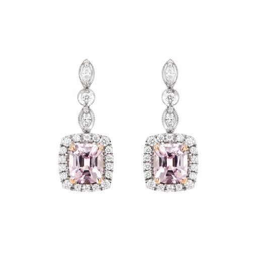 Pink Spinel and Diamond Earrings