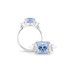 Princess Cut Sapphire and Diamond Ring