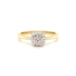 Round Argyle Pink Diamond Halo Ring