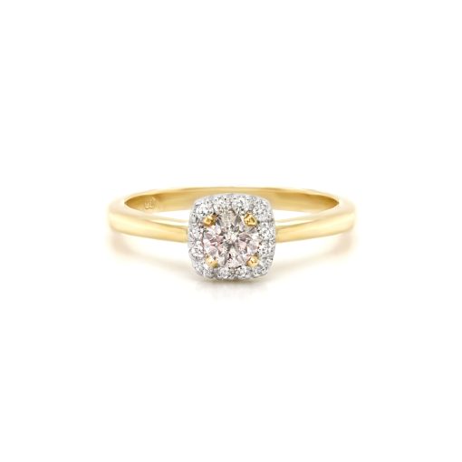 Round Argyle Pink Diamond Halo Ring