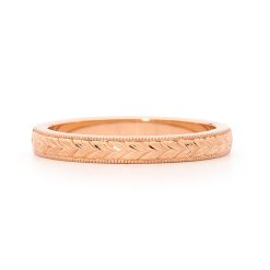 Hand Engraved Wheat Band - Rose Gold